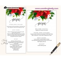 Winter Wedding menu cards printable template,(154)
